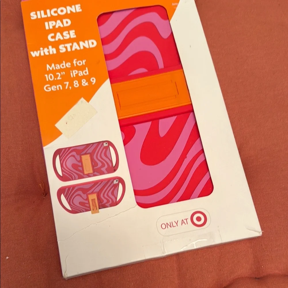 Silicone iPad Case with Stand - Pink and Orange